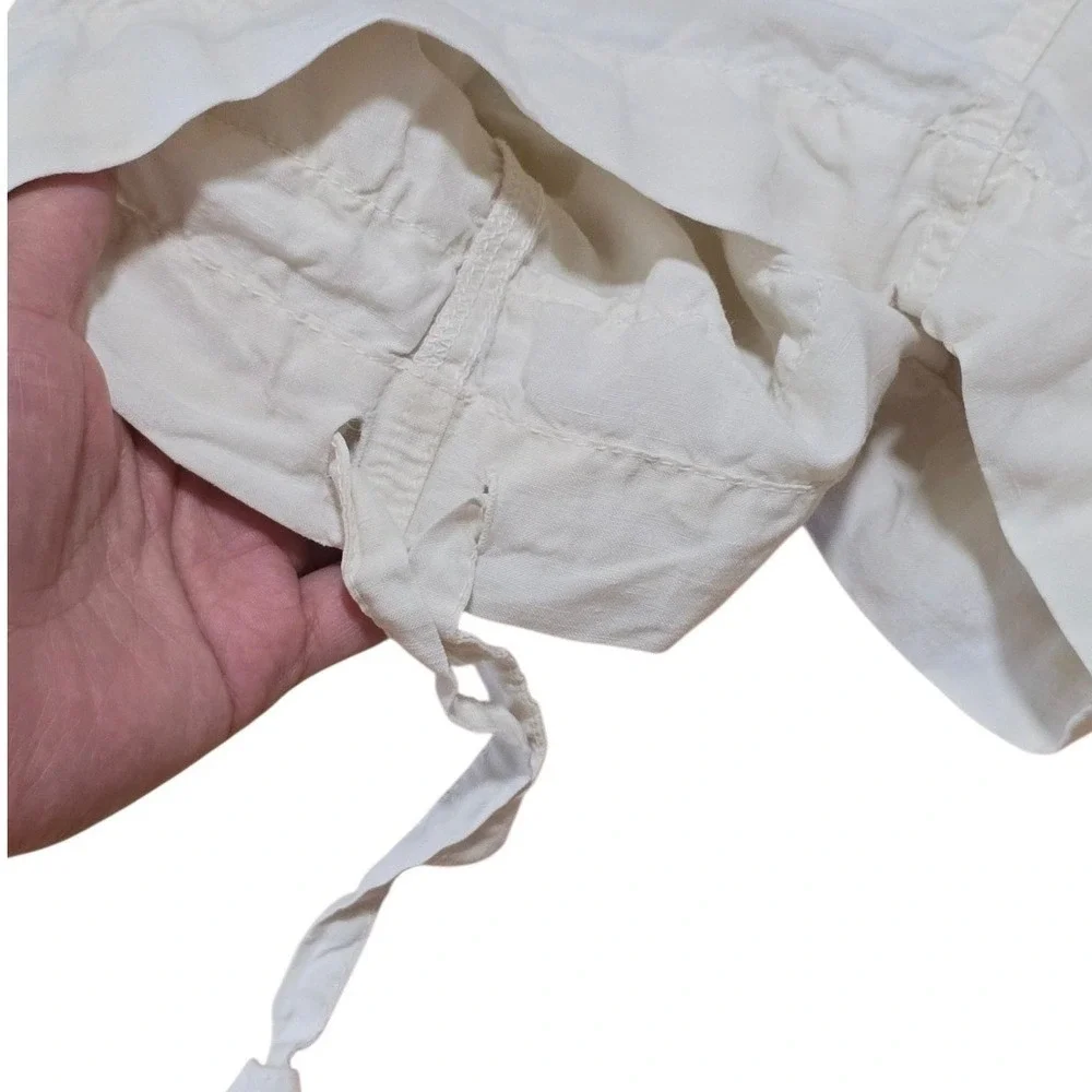 VTG Polo Ralph Lauren Linen Silk Parachute Utility Cargo Shorts Men's 36 Cream